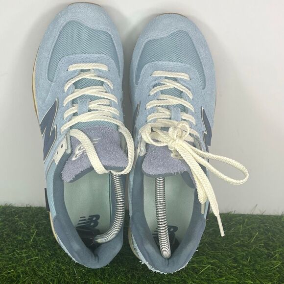 New Balance 574 Sneakers Men's US 8.5/ Women’s 10 Blue Suede Lifestyle Shoes - Picture 5 of 8